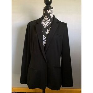 Mossimo Women's Black Open Front Blazer Jacket Size M Notched Collar Tailored